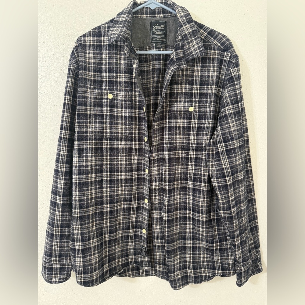 Grayers Navy and Cream Plaid Button-Down Shirt